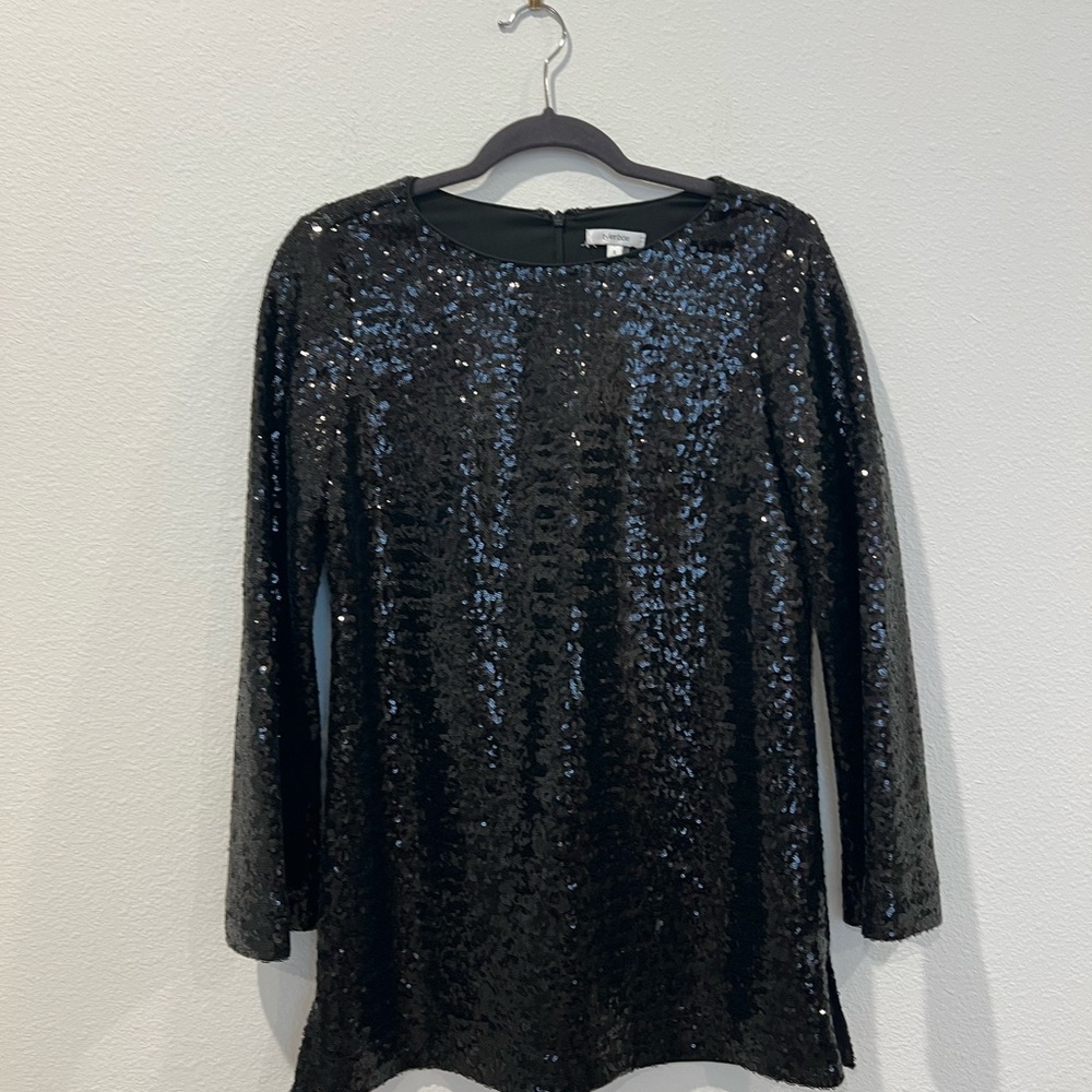 Tyler Boe Black Sequin Long Sleeve Blouse